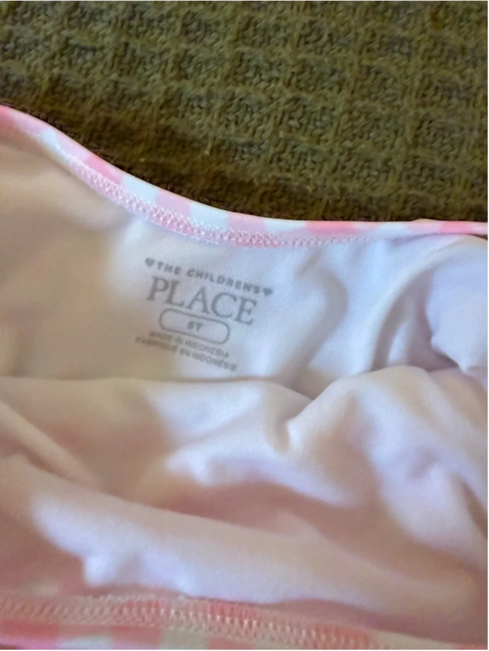 Girls The Children's Place One Piece Swimsuit 5T Pink White Gingham